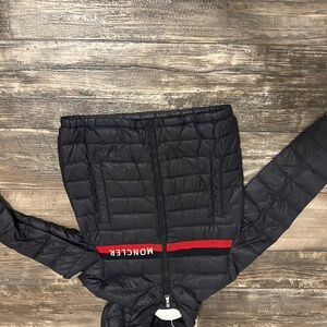 Moncler Black Jacket with Red Accent